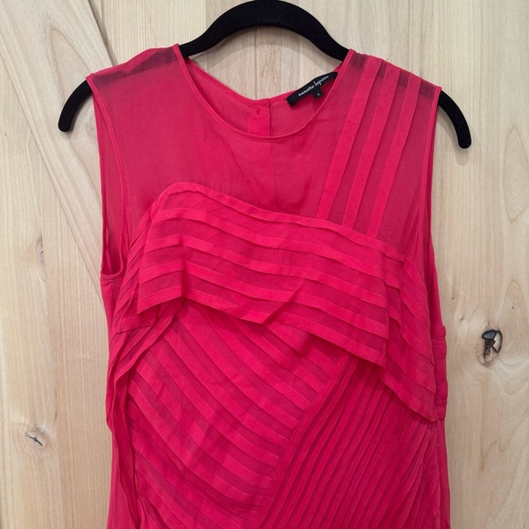Nanette Lepore All Tuckered Out Silk Aline Dress Size 6 Pink Pleated Sleeveless - Picture 5 of 16